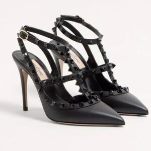 Valentino Garavani, Black Rockstud Heels 4", Made In Italy, Sz. 9.5
